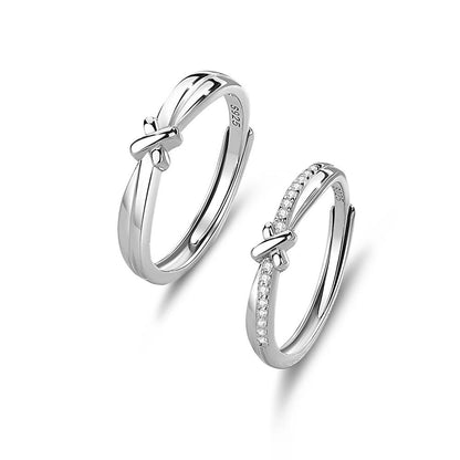 Adjustable Silver Couple Rings - Elegant & Simple Design for Men & Women