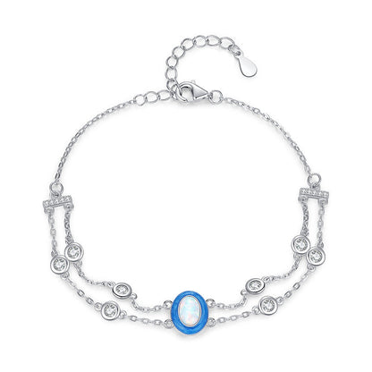 Vivid Multi-Layer Sterling Silver CZ & Enamel Opal Stackable Bracelet