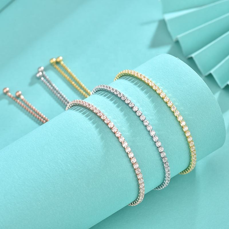 8K Gold Plated Sterling Silver Tennis Bracelet for Women