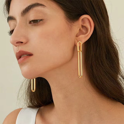18K Gold-Plated Geometric Drop Earrings