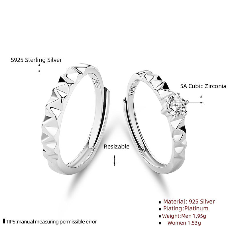 Elegant Resizable Couple Rings – Sterling Silver