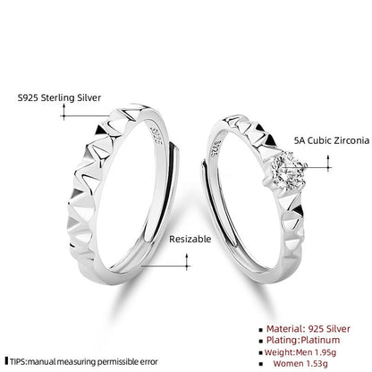 Elegant Resizable Couple Rings – Sterling Silver