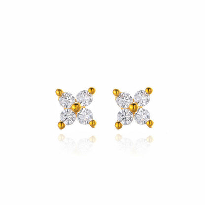Gold Plated Four-Leaf Clover Stud Earrings