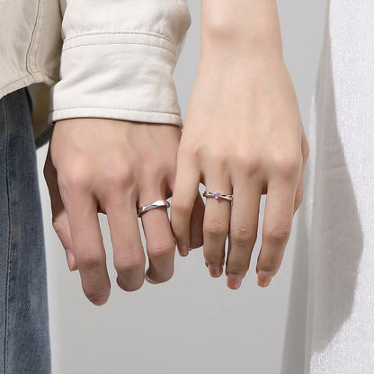 Elegant Couple Heart Adjustable Rings – 925 Sterling Silver