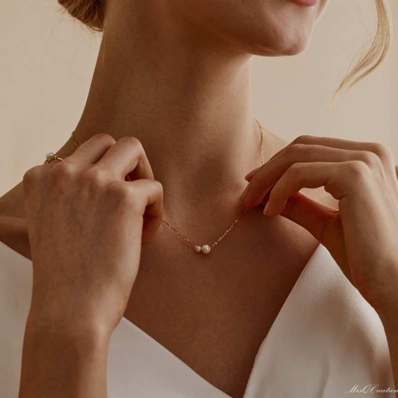Stainless Steel Pearl Necklace with 14K Gold Plating